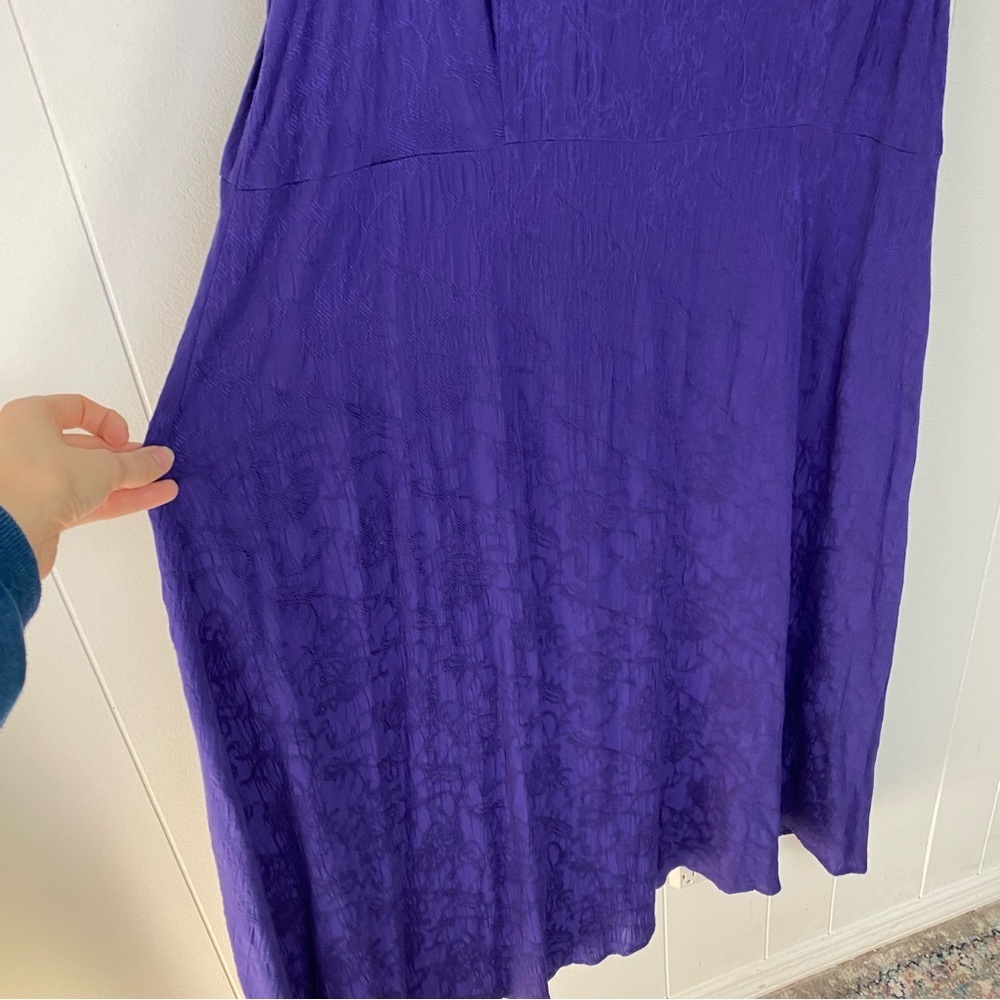 VTG More Jazz Dress Petite Sz 22 Purple Textured Sleeveless Feminine 80s - Picture 7 of 8